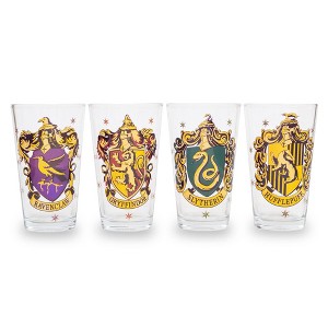 Silver Buffalo Harry Potter Hogwarts House Crests 16-Ounce Pint Glasses | Set of 4 - 1 of 4