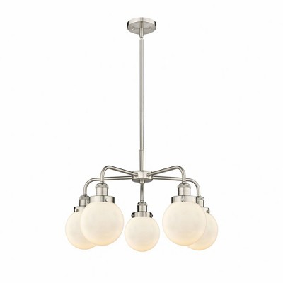 Beacon - 5 Light Stem Hung Chandelier In Art Deco Style-15.13 Inches Tall and 24 Inches Wide