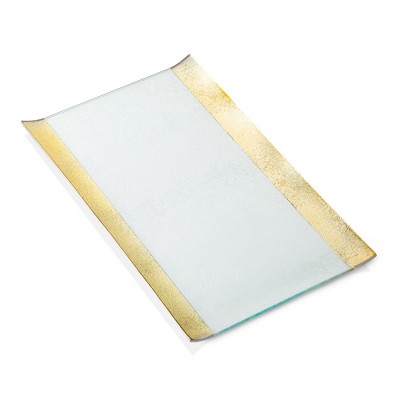 Classic Touch Glass Tray With Gold Borders - 11.5"L X 6.5"W