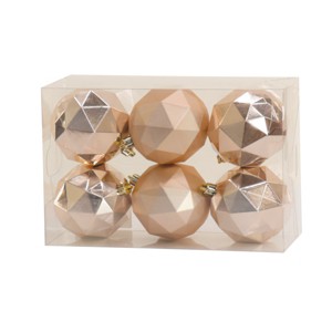 National Tree Company First Traditions Christmas Tree Ornaments, Geometric Metallic and Matte Rose Gold, Set of 6 - 1 of 4