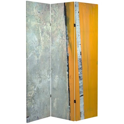 6" Double Sided Birch Grove Canvas Room Divider Gray - Oriental Furniture