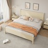 Modern King Size Wood Bed Frame with Headboard and Sturdy Slat Support, Durable Wooden Platform Bed for Bedroom–The Pop Home - 3 of 4
