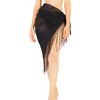 LA LEELA Summer Short Sarong Coverups for Women Chiffon Short Beach Tie Wrap Skirt Sheer Swim Bathing Suit Cover Up One Size Short Black - 2 of 4