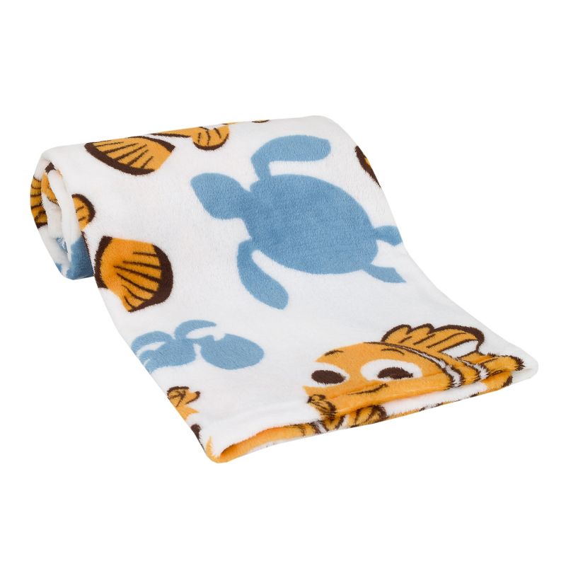 Disney Finding Nemo Orange, Aqua and White Crush and Squirt Turtle Super Soft Baby Blanket, 1 of 5