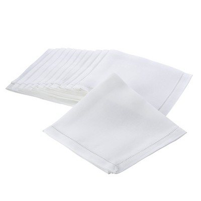 12PCS White Hemstitched Table Napkins For Party Wedding Home