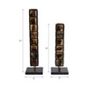 Decorative Candle Holders Set of 2 with Geometric Stacked Block Design, Elegant Tabletop or Floor Candle Holder for Living Room or Centerpiece Decor - 3 of 4