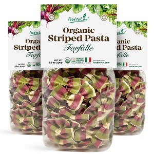 Organic Striped Farfalle Pasta - Italian Artisan Tri-Color Bow-Tie Pasta. Non-GMO, Vegan, Made with Semolina, Beet and Spinach. - 1 of 4