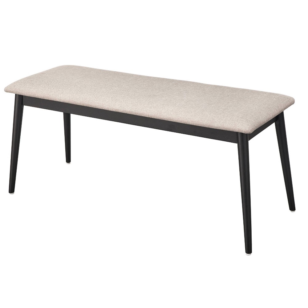 Photos - Pouffe / Bench Whitney Bench Upholstered Bench Black/Gray - Lifestorey: Mid-Century Modern, Padded, Rubberwood Frame