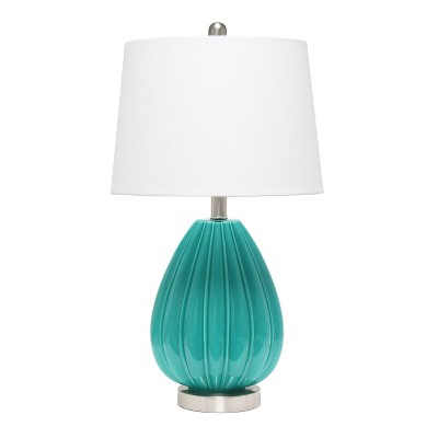 Pleated Table Lamp with Fabric Shade Teal - Lalia Home