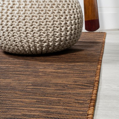Modern Flatweave Solid Brown Synthetic Area Rug - Easy Care