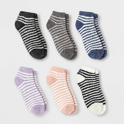 Ctm Women's Striped Warm Fuzzy Socks (3 Pair Pack) : Target