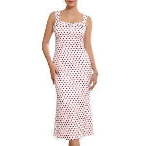 INSPIRE CHIC Women's Square Neck Heart Sleeveless Dating Evening Bodycon Dresses - 1 of 4