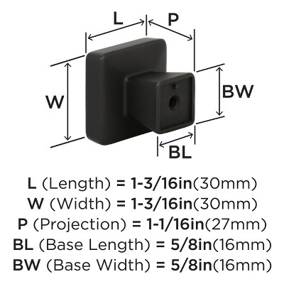 Black Bronze Square Modern Cabinet Knob with Mounting Hardware