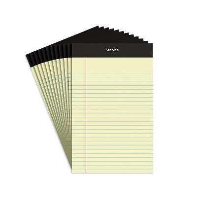 Staples Notepads 5" X 8" Narrow Canary 50 Sheets/pad 12 Pads/pack