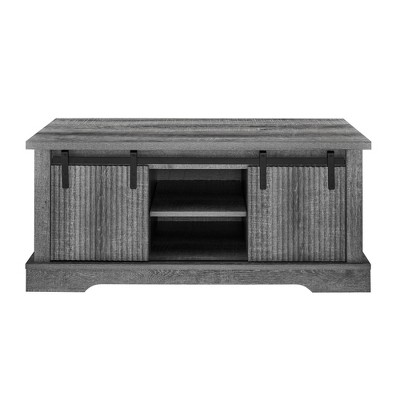 Dexmalle 41.3” Rustic  Coffee Table with Storage and Sliding Doors