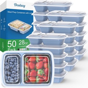 50 Pack Meal Prep Containers with Lids, 2-Compartment Reusable Food Storage - 1 of 4