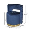 NicBex Velvet Swivel Barrel Accent Chair,Upholstered Swivel Living Room Chair with Open Button-Tufted Backrest,Accent Chairs for Living Room - 3 of 4