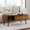 CENGHU 39" Wood Lift Top Coffee Table with Hidden Compartment and Storage Shelf, Dining Table with Wood Legs for Living Room, Reception Room, Brown - 2 of 4