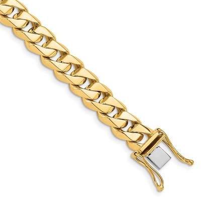 Black Bow Jewelry Men's 14k Yellow Gold, 10mm Traditional Curb Chain Bracelet - 8 Inch