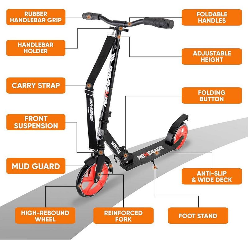 Hurtle Scooter – Scooter for Teenager , Kick Scooter – Black, 5 of 9