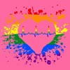 Adult Design By Humans Pride Heartbeat EKG Splatter By LegatoTendo Racerback Tank Top - 2 of 2