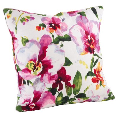 Watercolor Floral Print Throw Pillow 