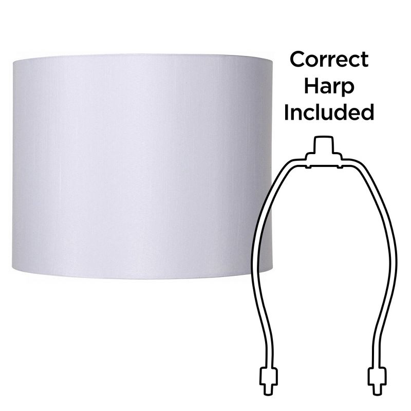 Springcrest Set of 2 Drum Lamp Shades White Medium 14" Top x 14" Bottom x 11" High Spider with Replacement Harp and Finial Fitting, 5 of 7