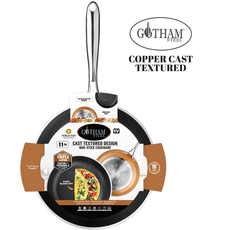 Gotham Steel Copper Cast Textured 11'' Nonstick Fry Pan with Stay Cool Handle, 2 of 5