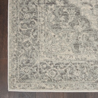Elegant Ivory-Grey Synthetic 5'3" x 7'3" Indoor Area Rug