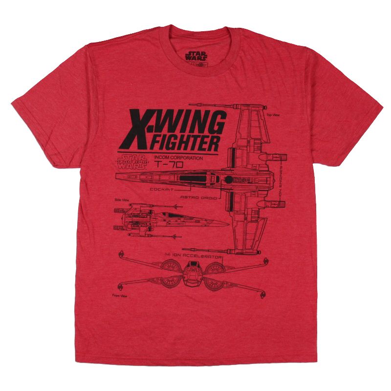 Star Wars Men's X-Wing Fighter T-70 Statistics T-Shirt Adult, 1 of 4