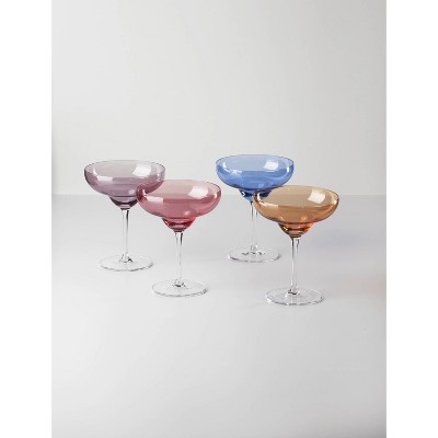Oneida 10oz Multicolor Margarita Cocktail Glass Set, 4-Piece