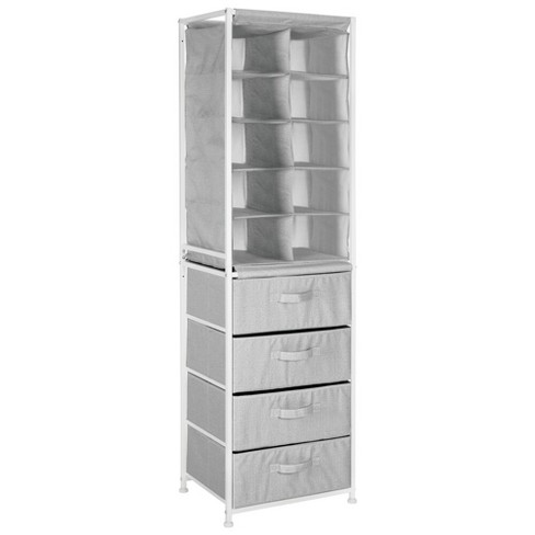 Mdesign Fabric 10 Cube Shoe Rack Holder Storage Unit With 4 Drawers Gray Target