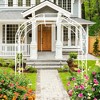 Lirago, 15.3"D * 98.4"H * 74.4"W, White Metal Garden Arch - Galvanized Iron Trellis, Rose Arch, Outdoor Garden Decor with Gate Design - 4 of 4