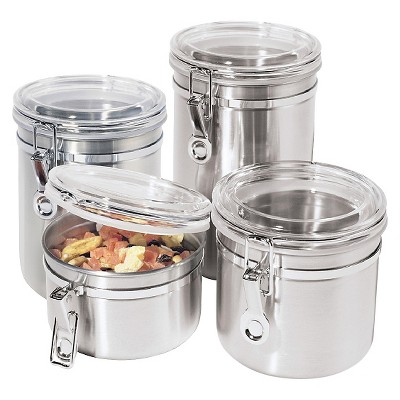 Oggi 47-Ounce Stainless Steel Canister with Clear Arylic Lid and Locking