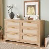 Jojoka Modern Rattan 6 Drawer Dresser for Bedroom,Large Storage Cabinet for Living Room,Natural - 3 of 4