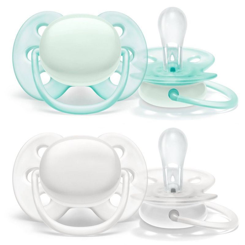 Philips Avent 2pk Ultra Soft Pacifier 0-6 Months - Arctic White/Green, 3 of 10