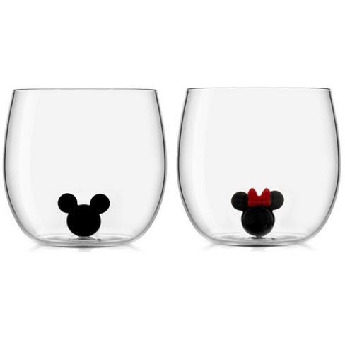 JoyJolt Disney Geo Picnic Mickey Mouse Stemless Wine Glasses - 15 oz - Set  of 4