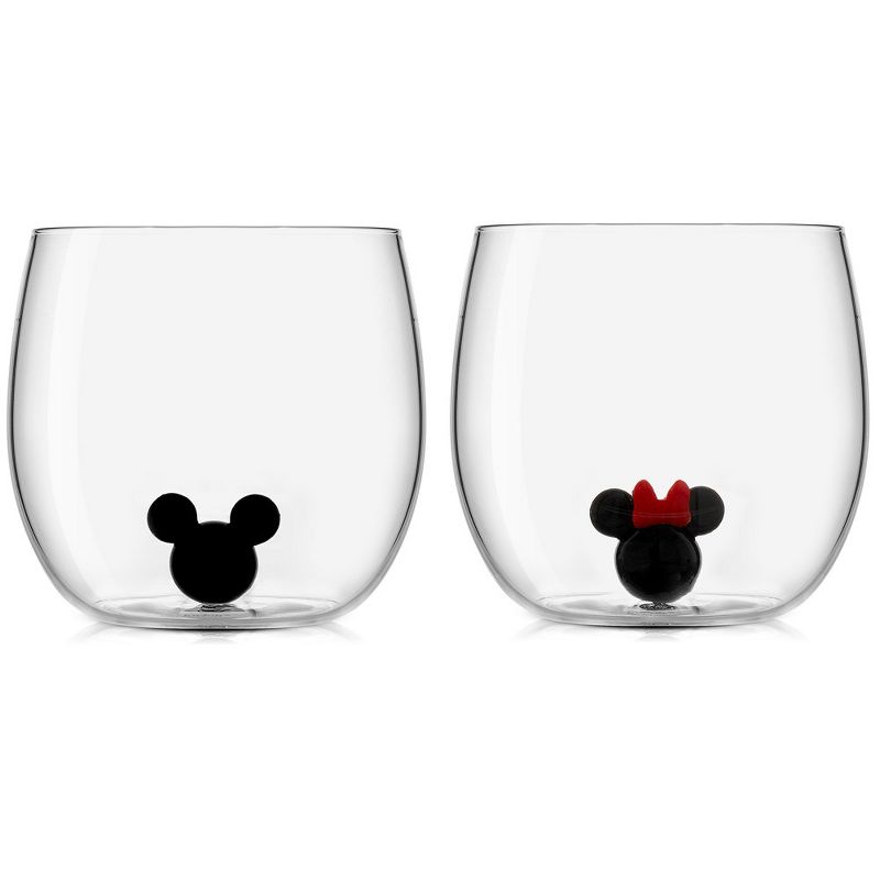 JoyJolt Disney Mickey & Minnie Icon Stemless Wine Glass - 10 oz - Set of 2, 1 of 7
