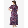 Roaman's Women's Plus Size Flutter-Sleeve Crinkle Maxi Dress - 3 of 4