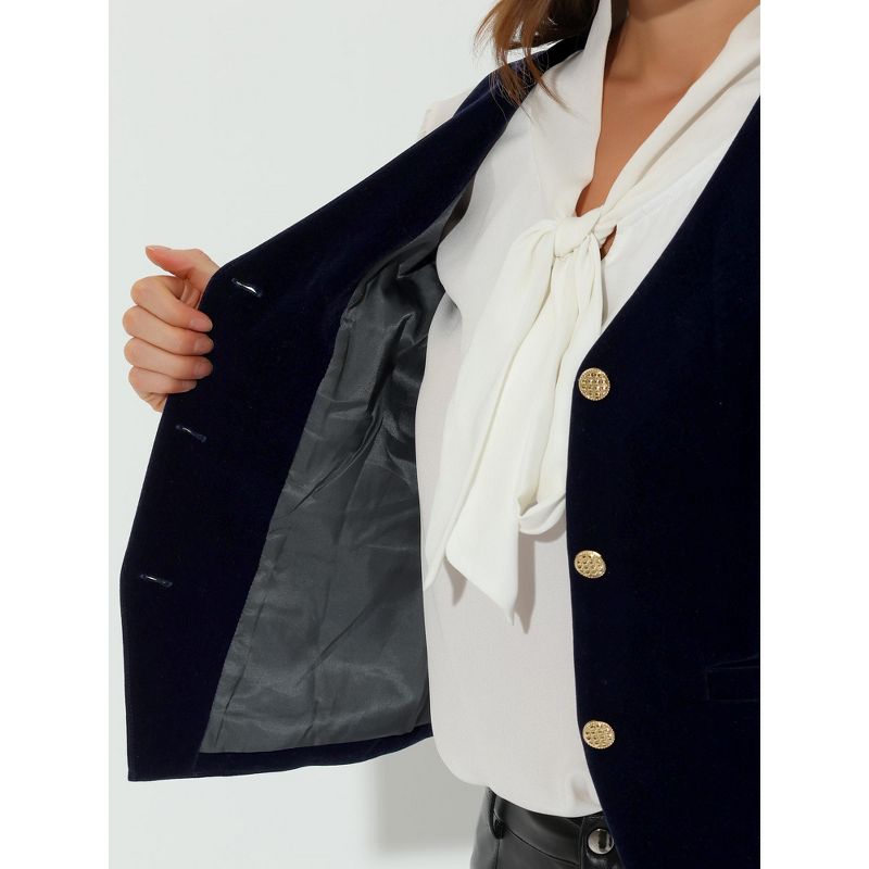 Allegra K Women's Steampunk Velvet Sleeveless Button Down V-Neck Suit Vest, 5 of 7