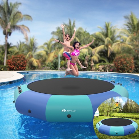 Costway 12ft Inflatable Bouncer Splash Padded Water Trampoline Blue Green : Target