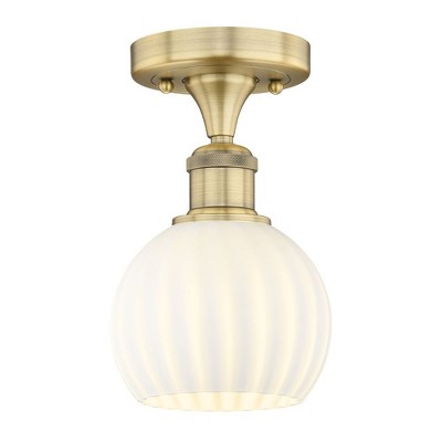 White Venetian - 1 Light Semi-Flush Mount In Modern Style-8.13 Inches Tall and 6 Inches Wide
