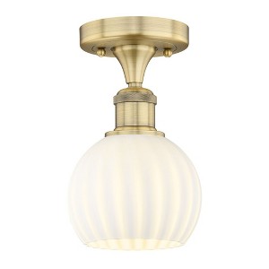 White Venetian - 1 Light Semi-Flush Mount In Modern Style-8.13 Inches Tall and 6 Inches Wide - 1 of 1
