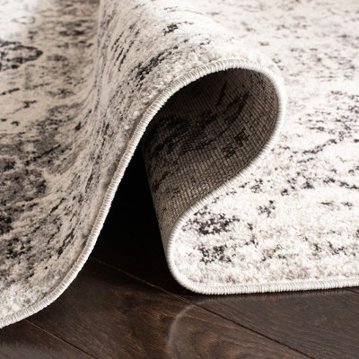 Reversible Silver Grey Synthetic Rectangular Rug - Easy Care and Stain-Resistant