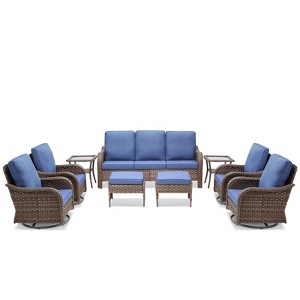 Buenhomino Patio Wicker Chairs Swivel Rocker Outdoor Rocking Chairs Set - 1 of 4