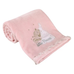 NoJo Disney Princess Enchanting Dreams Pink Cinderella Applique and Embroidered Super Soft Baby Blanket with a Silver Sparkle Organza Trim - 1 of 4