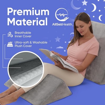 Navy Memory Foam Wedge Pillow Set for Back and Leg Support