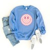 Simply Sage Market Women's Graphic Sweatshirt Pink Checker Smiley Face - 2 of 2