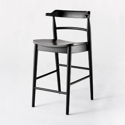 Kaysville Curved Back Wood Counter Height Barstool Black Threshold designed with Studio McGee