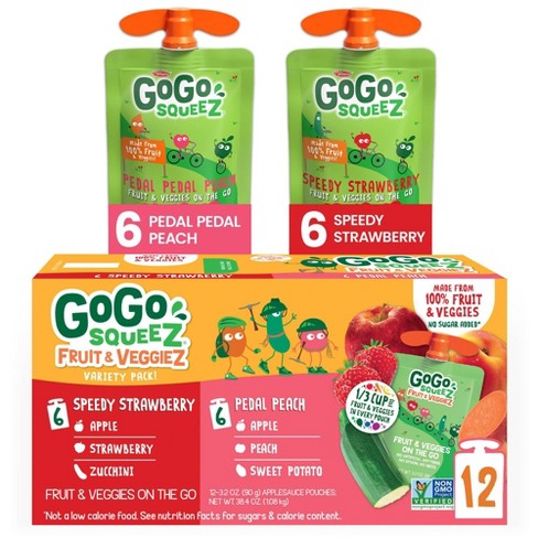 GoGo squeeZ Fruit & VeggieZ, Variety Peach/Strawberry - 3.2oz/12ct - image 1 of 4